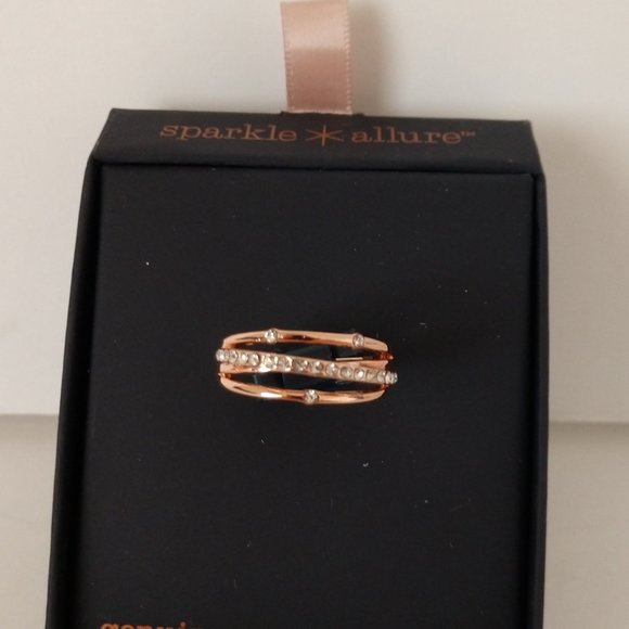 Sparkle Allure Rose Gold and Crystal Cocktail Ring 7 8 9 NIB - Picture 13 of 16